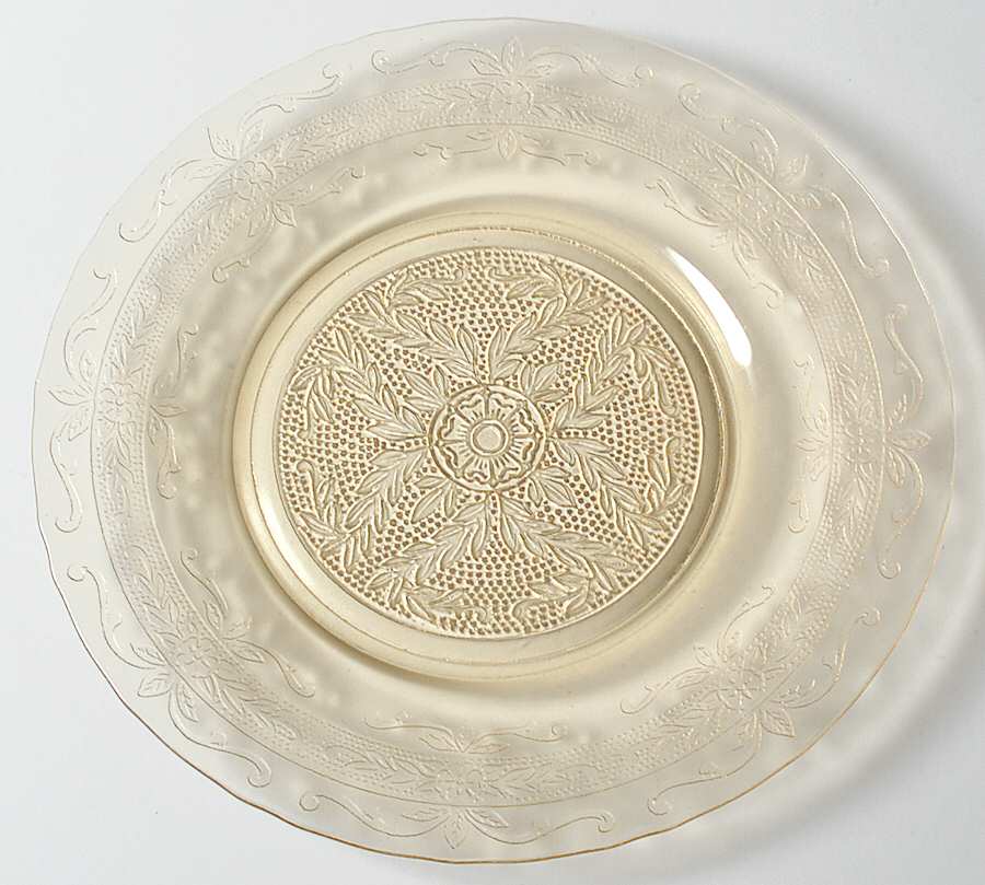 Stippled Rose Band Light Yellow Luncheon Plate by MacBeth-Evans-1