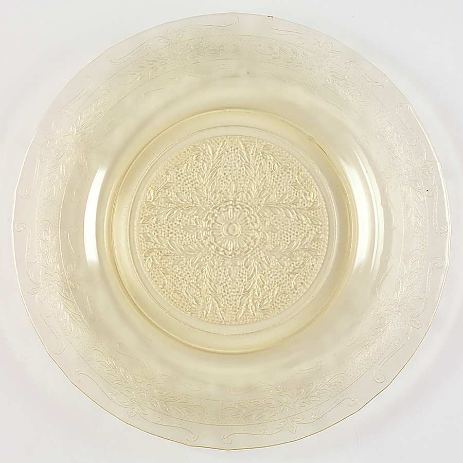 Stippled Rose Band Light Yellow Dinner Plate by MacBeth-Evans-1