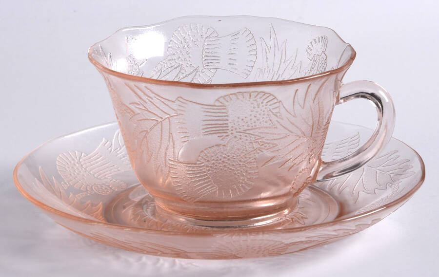 Thistle Pink Cup & Saucer Set by MacBeth-Evans-1
