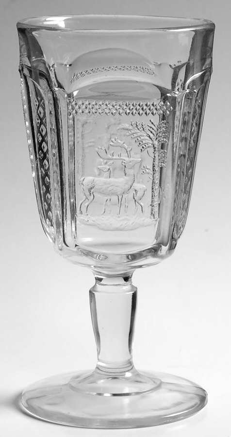 Deer and Pine Tree Water Goblet by McKee-1