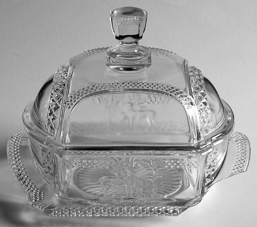 Deer and Pine Tree Square Covered Butter by McKee-1