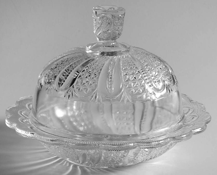 Feather Round Covered Butter by McKee-1