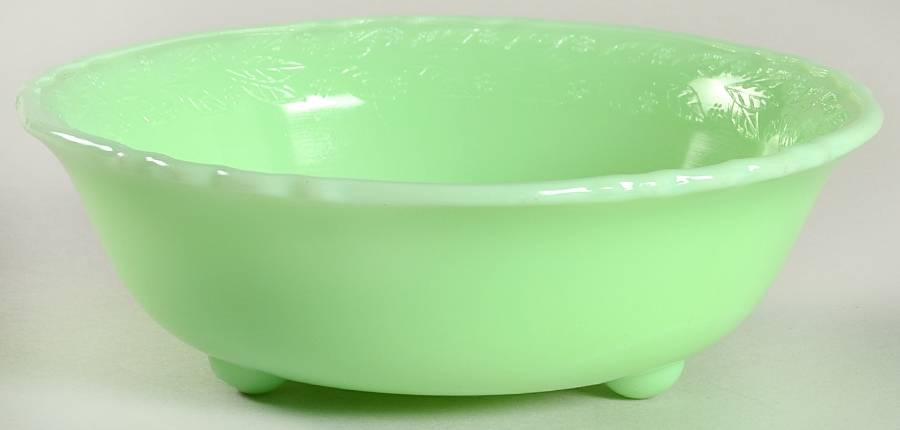 Laurel Jadite Green 6" 3-Toed Footed Bowl by McKee-1