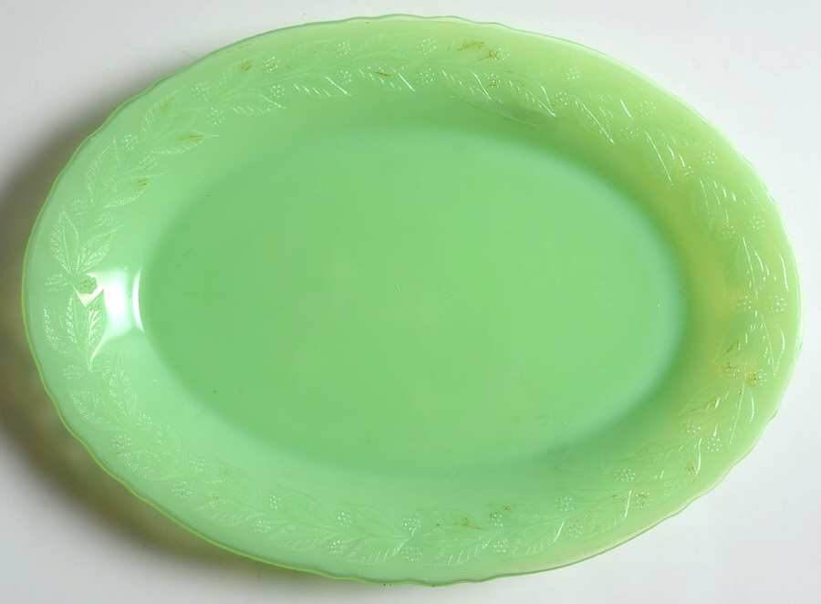 Laurel Jadite Green 10" Oval Platter by McKee-1