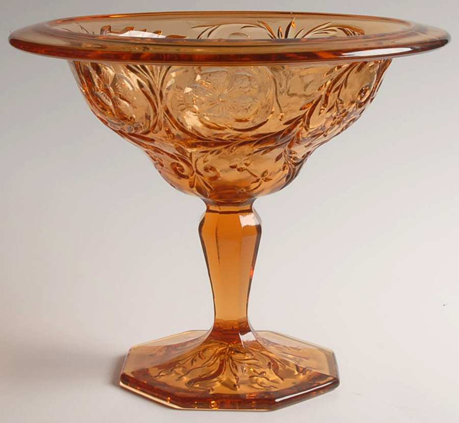 Rock Crystal Amber Round Compote (Height X Width) by McKee-1