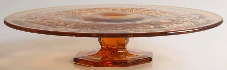 Rock Crystal Amber Round Cake Stand by McKee-1