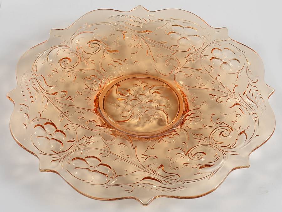 Rock Crystal Amber Small Cake Plate by McKee-1