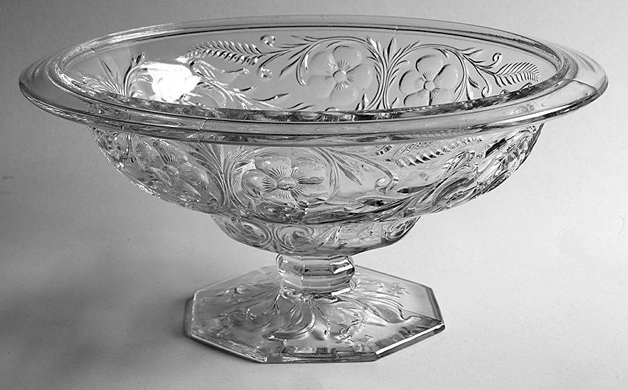 Rock Crystal Clear 12" Footed Bowl by McKee-1