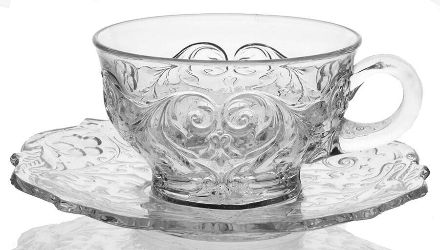 Rock Crystal Clear CUP & SAUCER SET-FOOTED by McKee-1