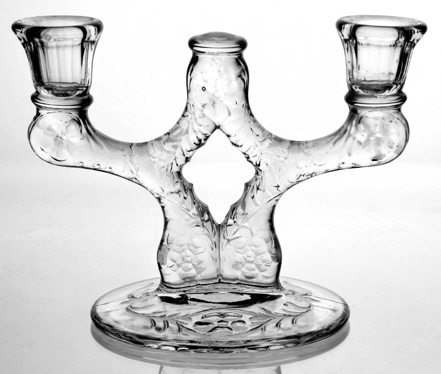 Rock Crystal Clear Double Light Candlestick by McKee-1
