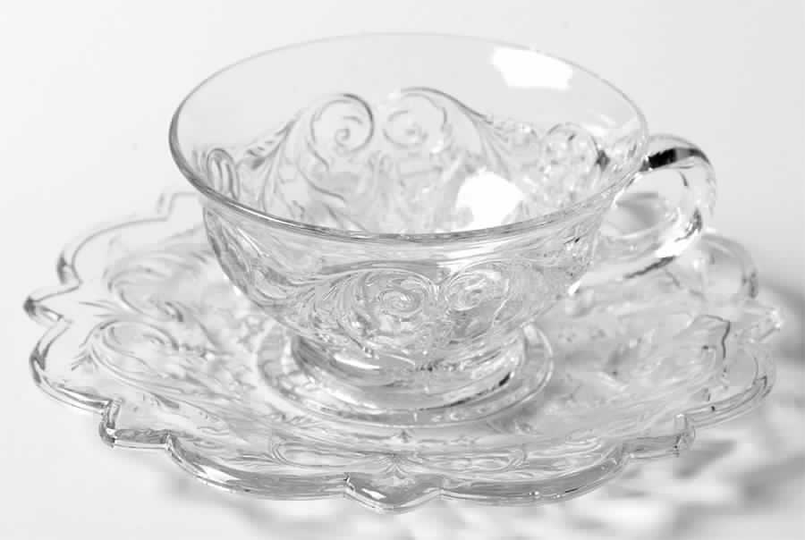 Rock Crystal Clear Cup & Saucer Set by McKee-1
