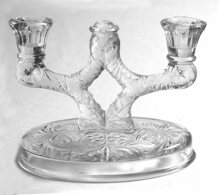 Rock Crystal Clear Double Light Candlestick by McKee-1