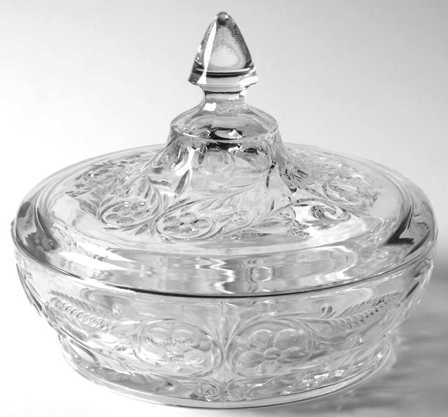 Rock Crystal Clear Candy Dish & Lid by McKee-1