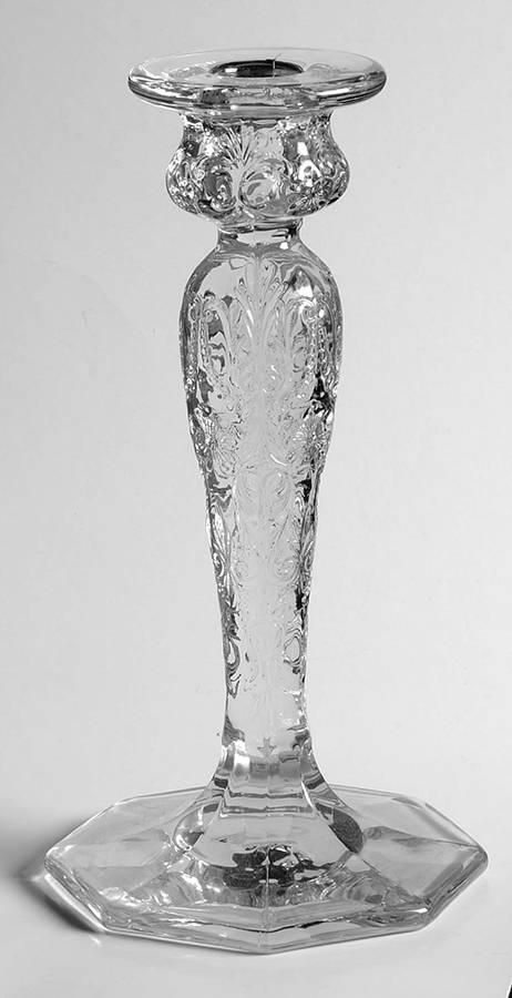Rock Crystal Clear 8" Single Light Candlestick by McKee-1