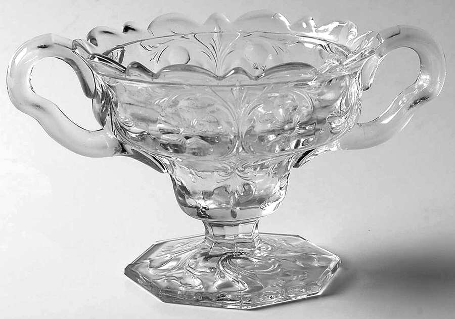 Rock Crystal Clear Footed Open Sugar by McKee-1