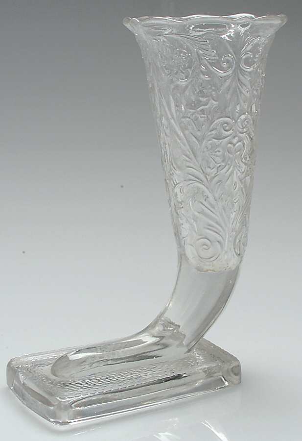 Rock Crystal Clear 8" Cornucopia Vase by McKee-1