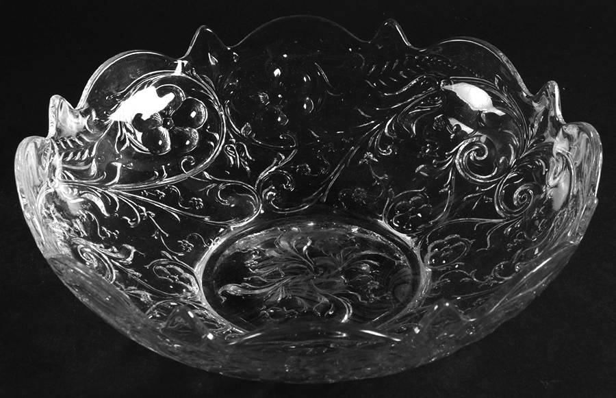Rock Crystal Clear 9" Shallow Round Bowl by McKee-1