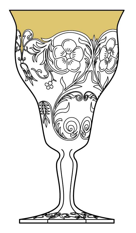 Rock Crystal Clear with Gold Water Goblet by McKee-1