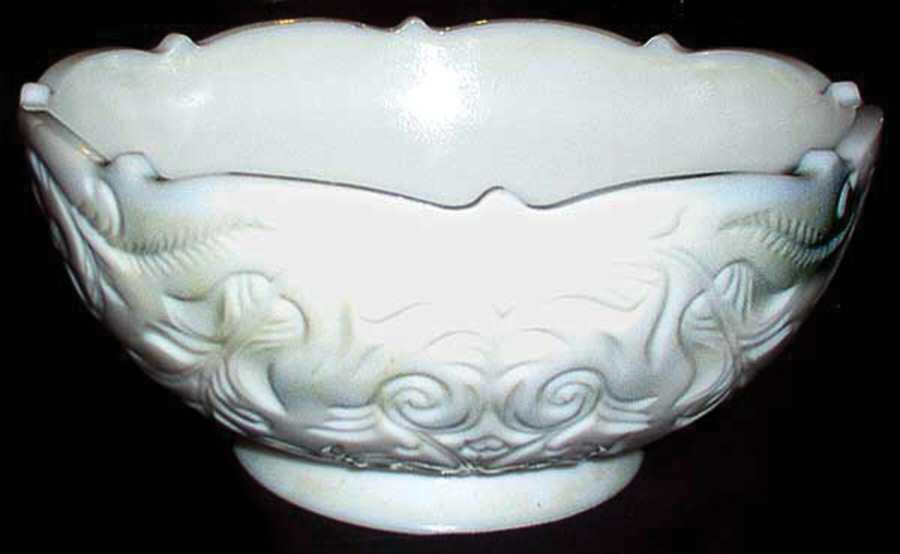 Rock Crystal Milk Glass 8" Round Bowl by McKee-1