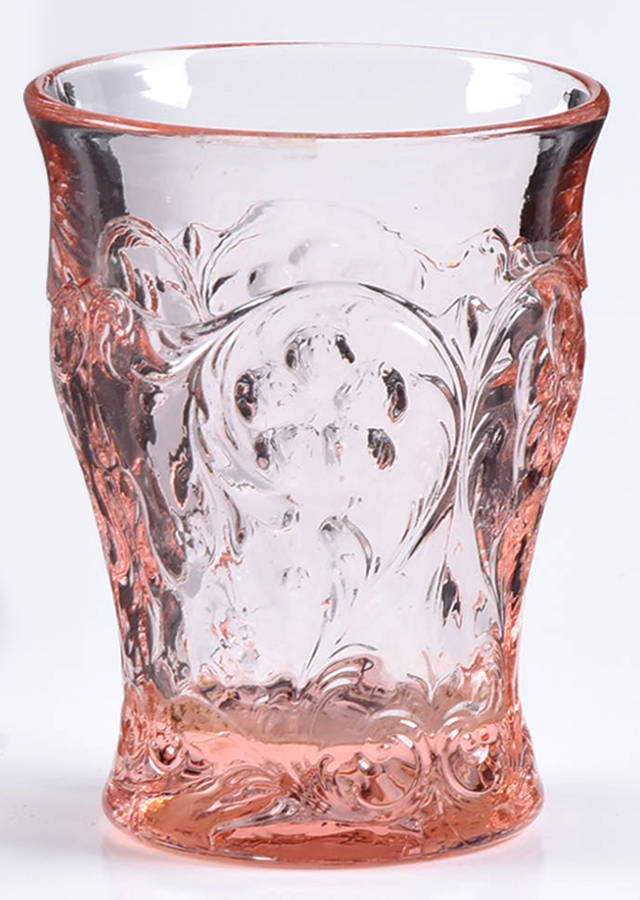 Rock Crystal Pink Whiskey Glass by McKee-1