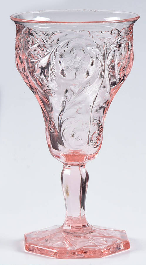 Rock Crystal Pink Low Water Goblet by McKee-1