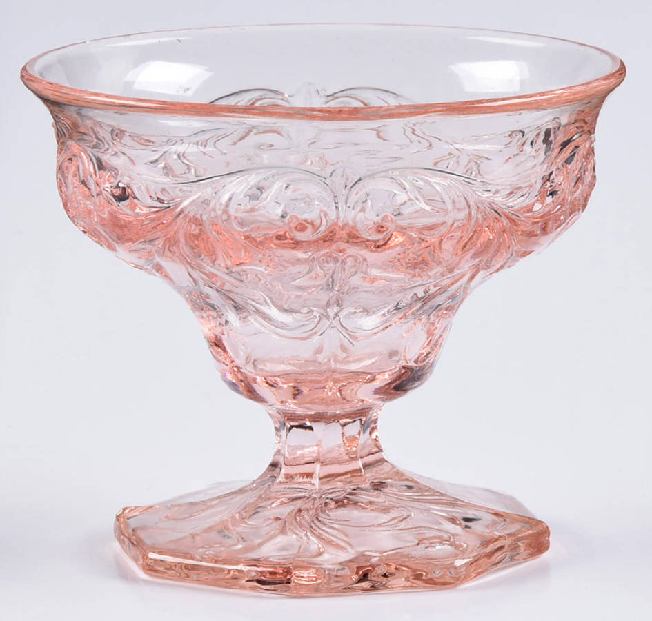 Rock Crystal Pink Sundae Glass by McKee-1