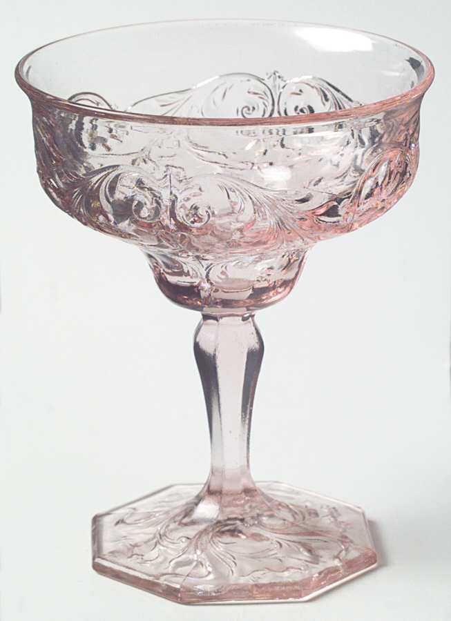 Rock Crystal Pink Champagne Glass by McKee-1