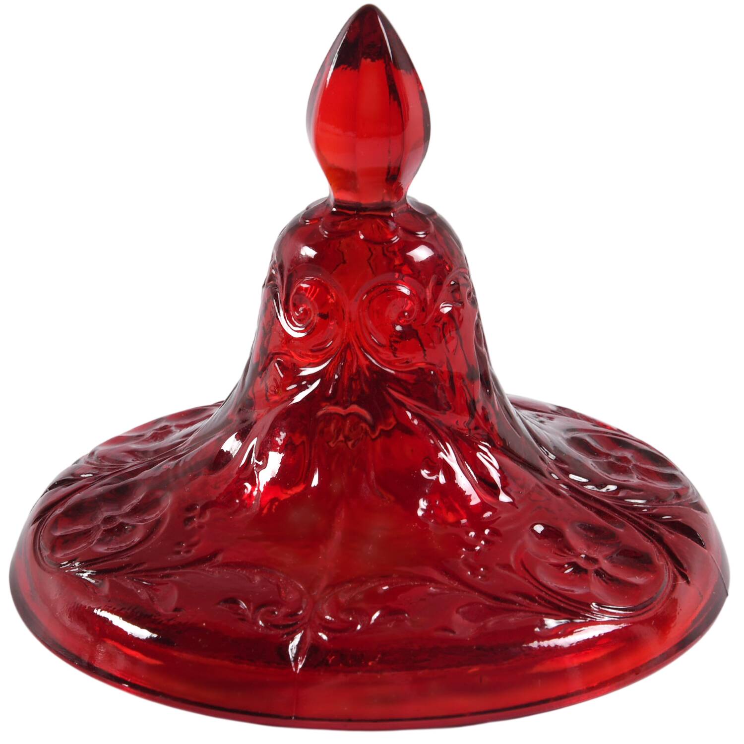 Rock Crystal Red Lid for Footed Sugar Bowl by McKee-1