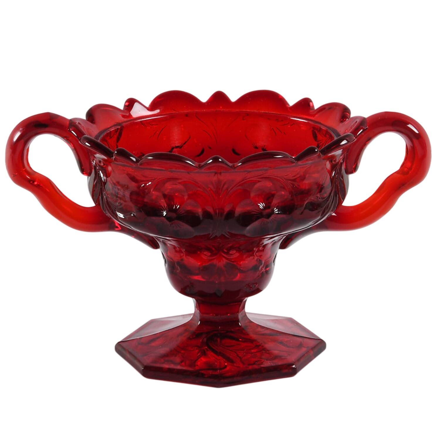 Rock Crystal Red Footed Open Sugar by McKee-1
