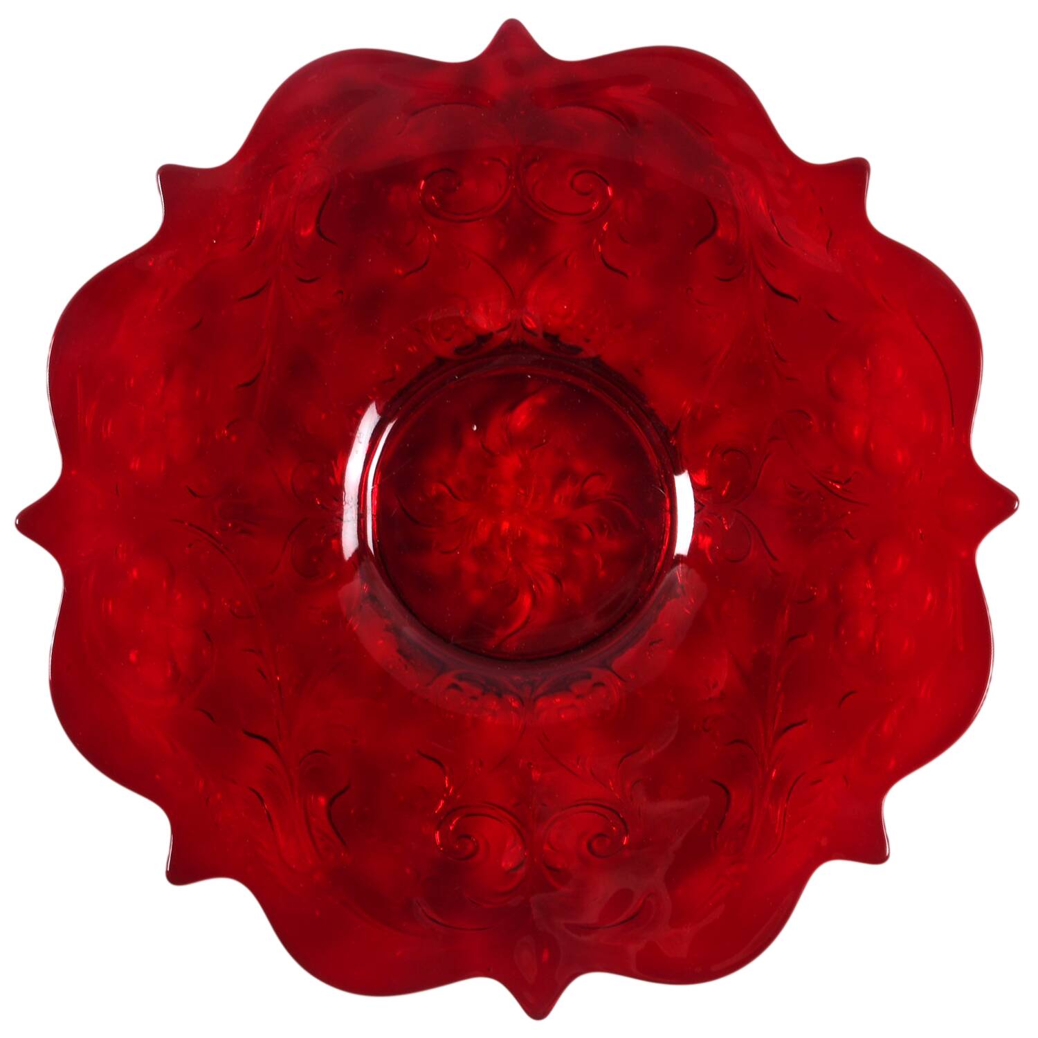 Rock Crystal Red Large Cake Plate by McKee-1