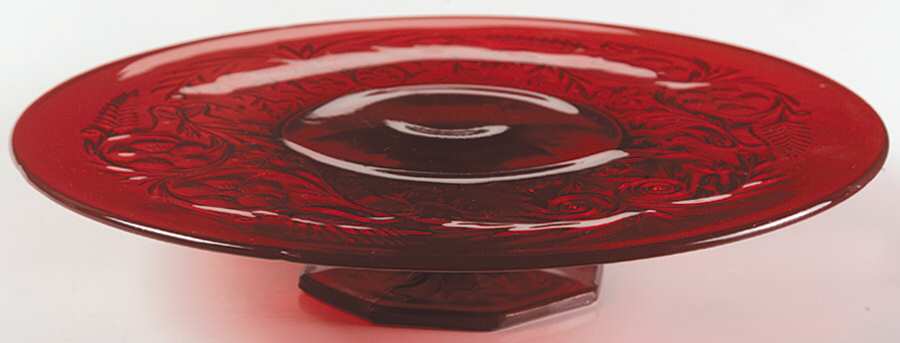 Rock Crystal Red 10" Diameter Pedestal Cake Stand by McKee-1