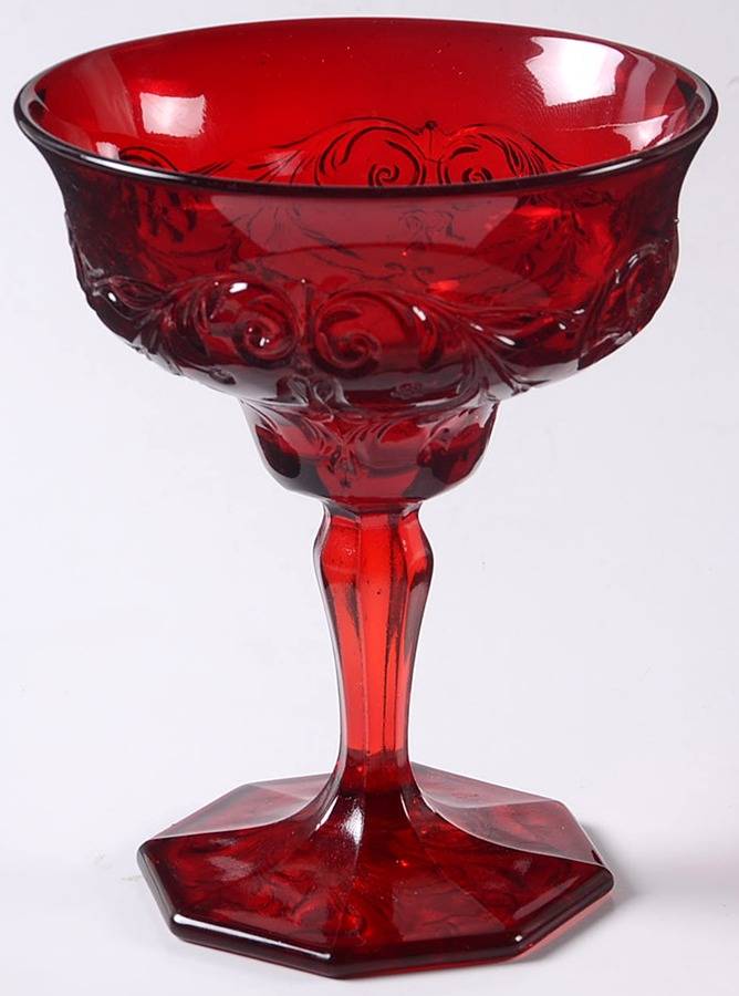 Rock Crystal Red Champagne Glass by McKee-1