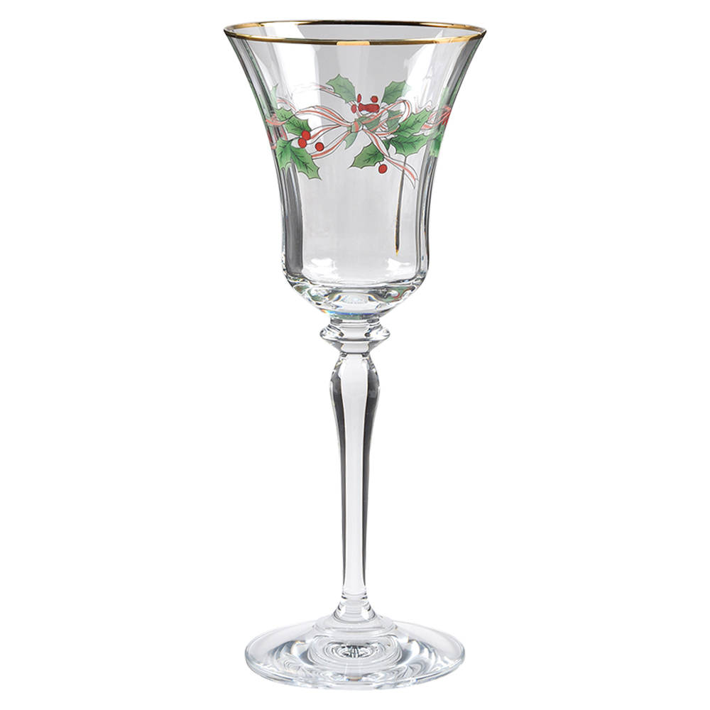 Ribbon Holly Water Goblet by Mikasa-1