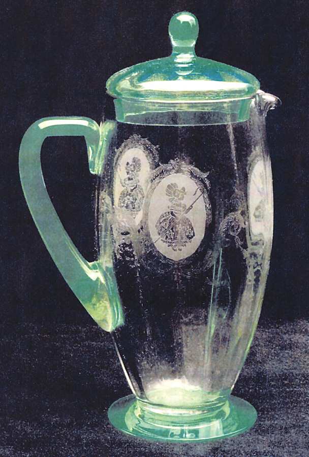 Bo Peep Green Pitcher & Lid by Monongah-1