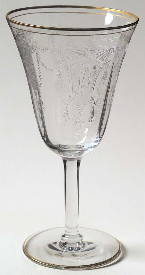 Springtime Clear (Gold Trim) Water Goblet by Monongah-1