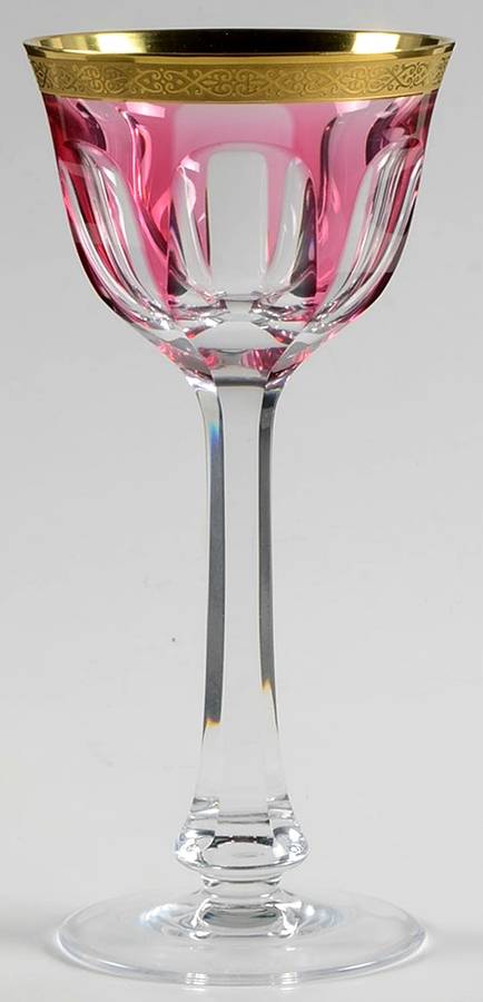 Lady Hamilton Gold Encrusted Band Rose Hock Wine by Moser-1