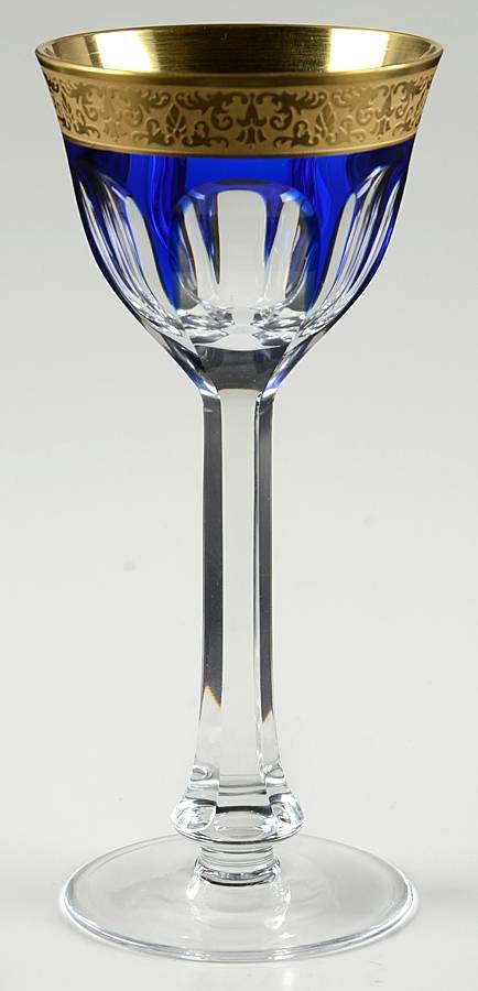 Lady Hamilton Gold Encrusted Band Cobalt Blue Hock Wine by Moser-1