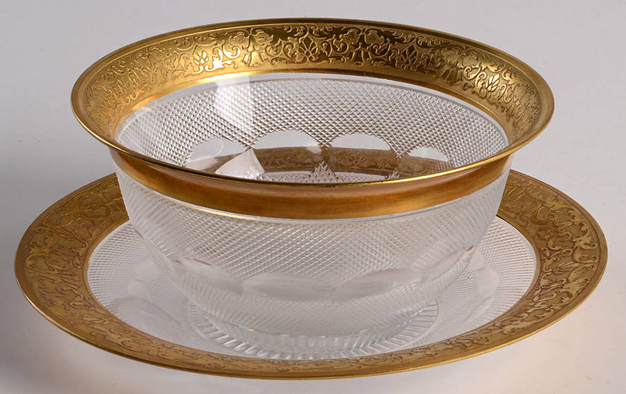 Splendid (Gold) Finger Bowl & Underplate by Moser-1