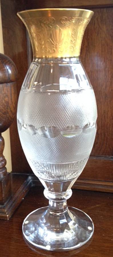 Splendid (Gold) 15" Footed Vase by Moser-1