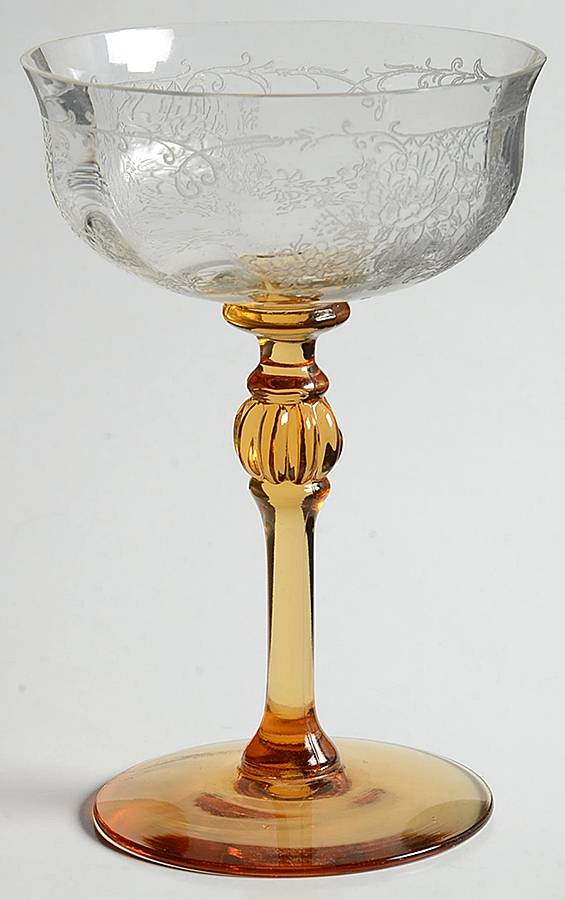 7617 Amber (Etch 36) Champagne/Tall Sherbet by Morgantown-1