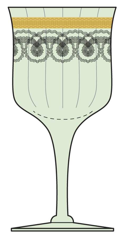 Gold Dec 329 Green Water Goblet by Morgantown-1