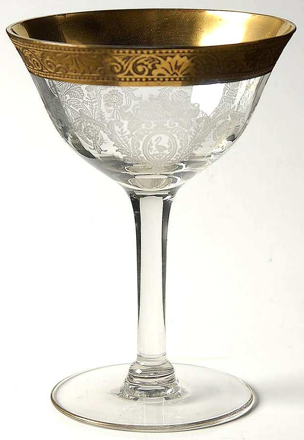 Biscayne Gold Encrusted (Stem 7586) Champagne/Tall Sherbet by Morgantown-1
