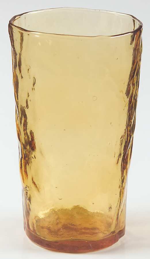 Crinkle Glass Amber 10 Oz Flat Tumbler by Morgantown-1