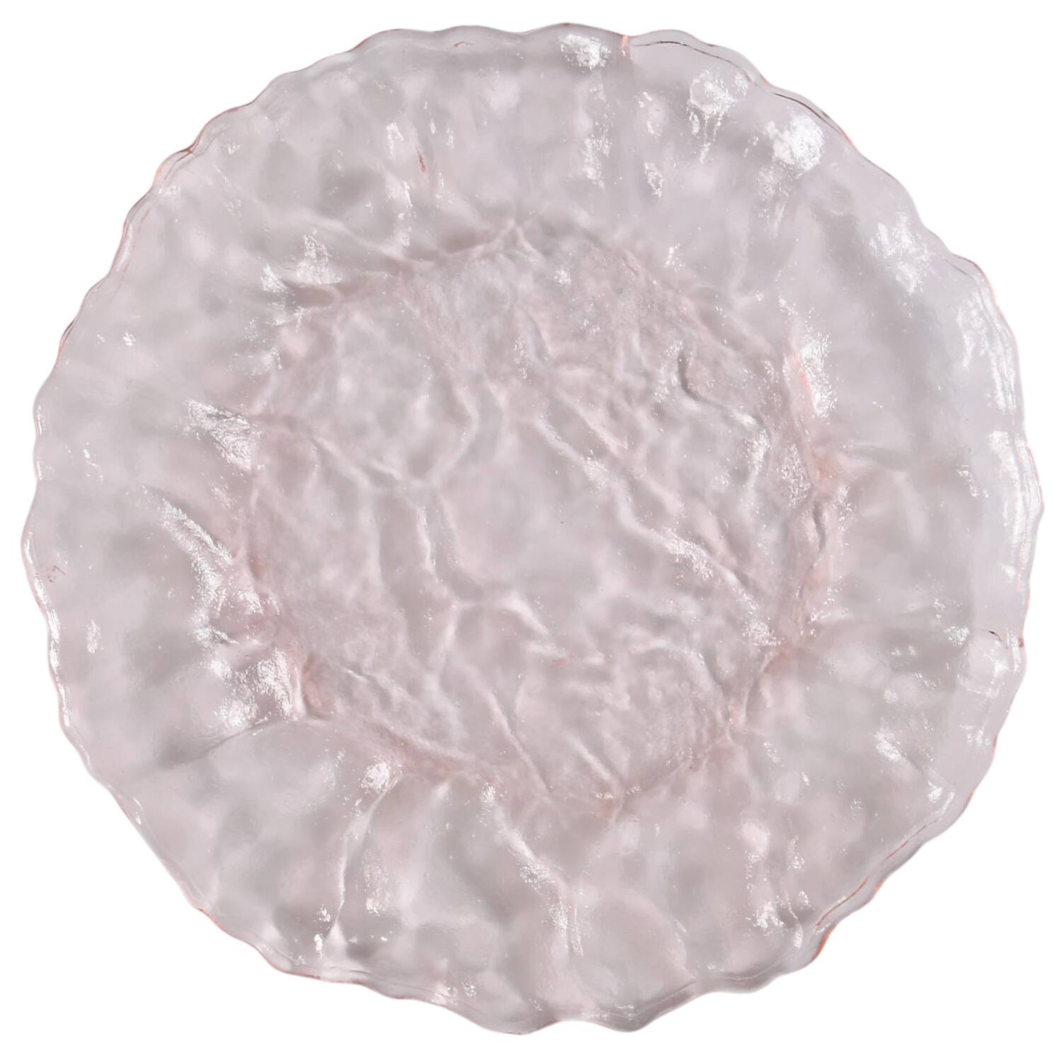 Crinkle Glass Pink Dinner Plate by Morgantown-1