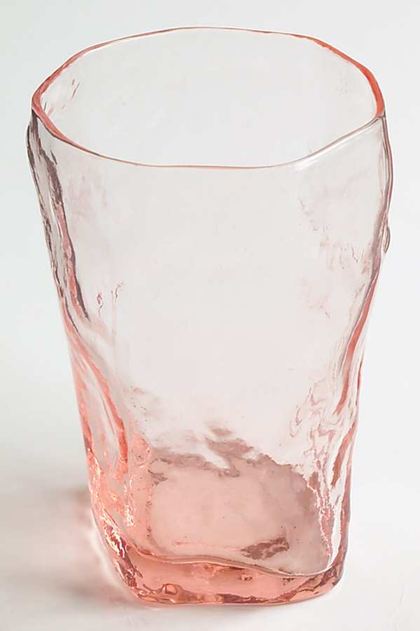 Crinkle Glass Pink 9 Oz Flat Tumbler by Morgantown-1