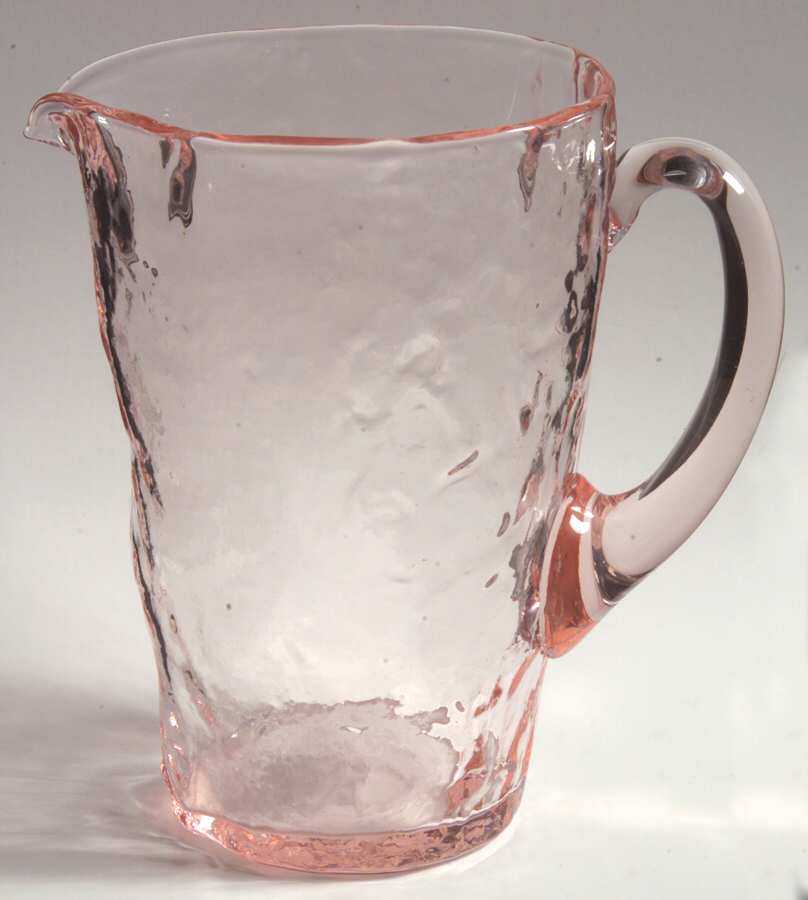 Crinkle Glass Pink 26 Oz Pitcher by Morgantown-1