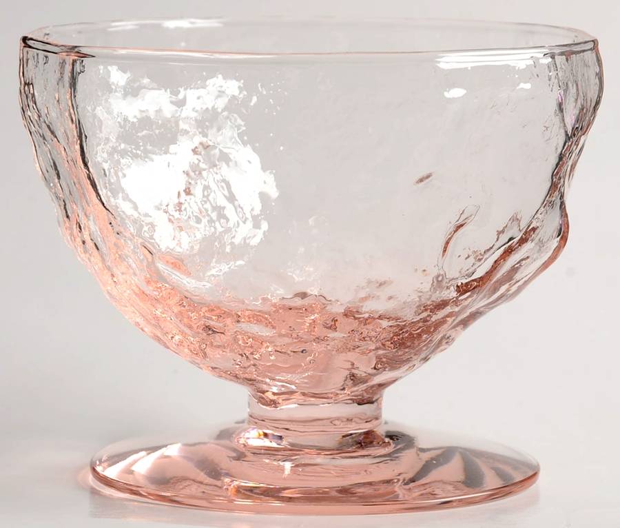 Crinkle Glass Pink Champagne/Tall Sherbet by Morgantown-1