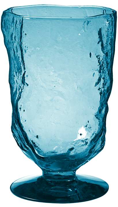 Crinkle Peacock Blue Water Goblet by Morgantown-1
