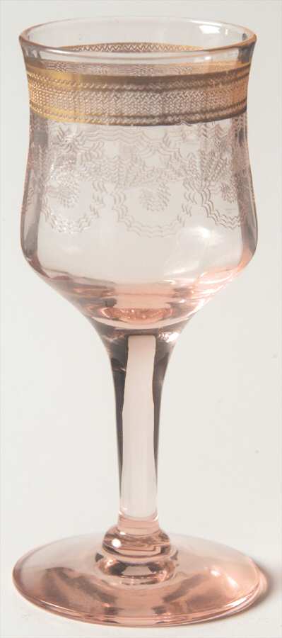 Gold Dec 329 Pink Cordial Glass by Morgantown-1