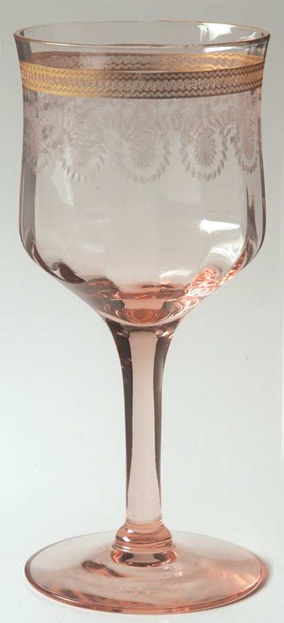 Gold Dec 329 Pink Water Goblet by Morgantown-1